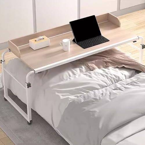 SOFPGKMFVN Überbetttisch, Überbettschreibtisch, verstellbar, 115–210 cm, Computertisch, mobiler Nachttisch mit 4 Rädern, Essenstablett, Schreibtisch, rollbarer medizinischer Tisch für Doppelb