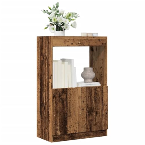 Homgoday Sideboard aus antikem Holz, 63 x 33 x 100 cm, aus Spanplatte, Sideboard für Schrank, Bodenschrank, Büromöbel, Nachttisch, Anrichte für Schlafzimmer