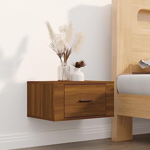 GCHDHAPB Tische, Nachttische, Wandmontierter Nachttisch, Braun Eiche, 50 x 36 x 25 cm