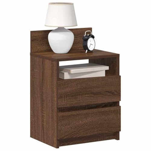 Gecheer Nachttische 2 STK. mit 2 Schubladen Braun Eichen-Optik, Nachtschrank Nachtkonsole Nachtkommode Schlafzimmer Schrank Kommode