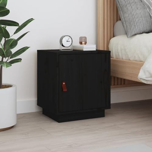Gecheer Nachttisch Schwarz 40x34x45 cm Massivholz Kiefer, Schlichte Nachtkommode Kommode für Wohnzimmer Schlafzimmer Studentenbude818283