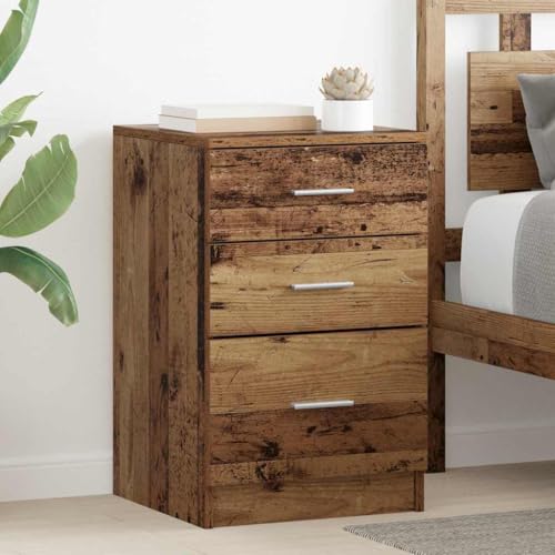 Mimdixy Nachttischschrank Schlafzimmer Möbel,Nachttisch mit Schubladen Altholz 40 x 40 x 63 cm Holzwerkstoff
