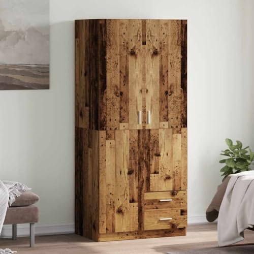 Rantry Antiker Holzschrank 80 x 52 x 180 cm aus Spanplatte, Nachttische für Schlafzimmer, Nachttisch, Anrichte für Schlafzimmer, Bodenschrank, Möbel