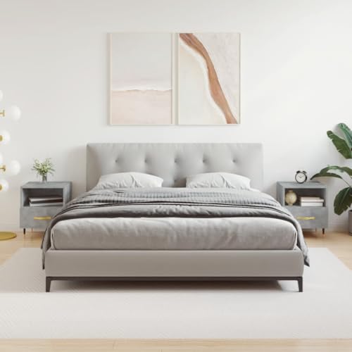 Youuihom Nachttische 2 STK. Betongrau 40x35x47,5 cm Holzwerkstoff Beistelltische Fürs Wohnzimmer Nachtschrank Badschrank Schmal Nightstand für Jugendzimmer Bad Schlafzimmer Wohnzimmer