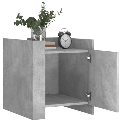 HEFZGDB Nachttisch Betongrau 45x50x50 cm Holzwerkstoff Nachttisch Vintage Nachttische Nachtschrank Nachtkasten für Gästezimmer Hotel Wohnzimmer Schlafzimmer