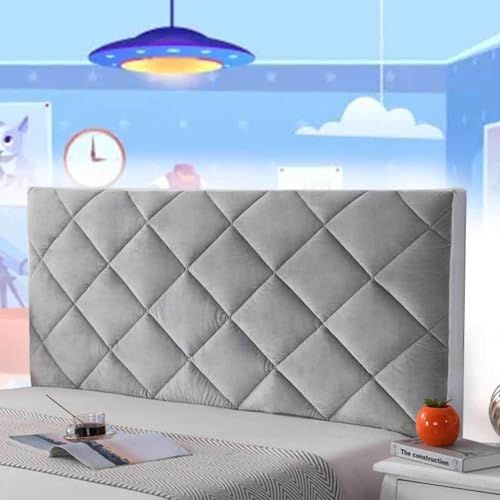 Elastischer Kopfteilbezug für Doppelbett, staubdicht, ausziehbar und All-Inclusive-Kissen, Silber, 180 cm, perfektes Bettzubehör für Heimdekoration