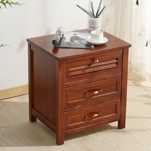 Moderner Nachttisch Mit 3 Schubladen, Nachttisch Schmal Mit 3 Schubladen Aus Massivholz, Kleiner Nachttisch, Schmaler Nachttisch, Nachttisch Vintage, Minimalistische Möbel Für Das Schlafzimmer(Brown)