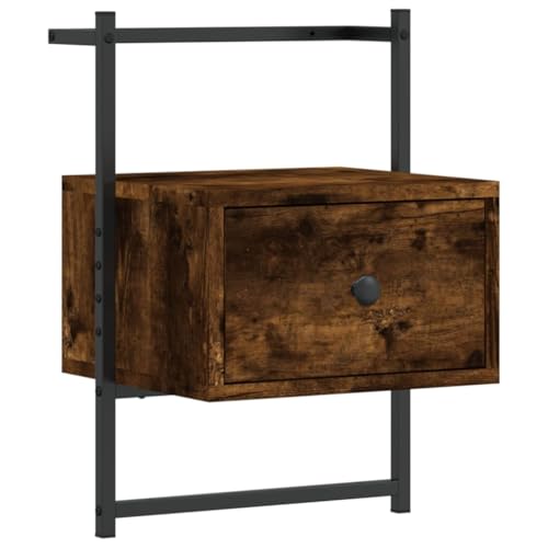 Eleganz Nachttisch aus Holzwerkstoff und Metall - Moderner Wand-Nachttisch für kleine Räume, 35x30x51 cm, platzsparend und langlebig