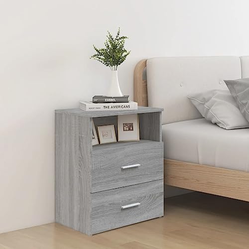 MOBCANT Nachttisch, Bedside Table Nachtkästchen Couchtisch Sofatisch Geeignet für Schlafzimmer Hotel Wohnung Schlafsaal Grau Sonoma 50x32x60 cm