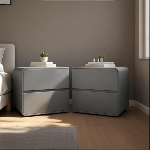 HJYBFA 2er-Set mit Schubladen, einfaches Leder, Linke und rechte Kombination HJYBFAs, geeignet für Schlafzimmer (grau, klein)