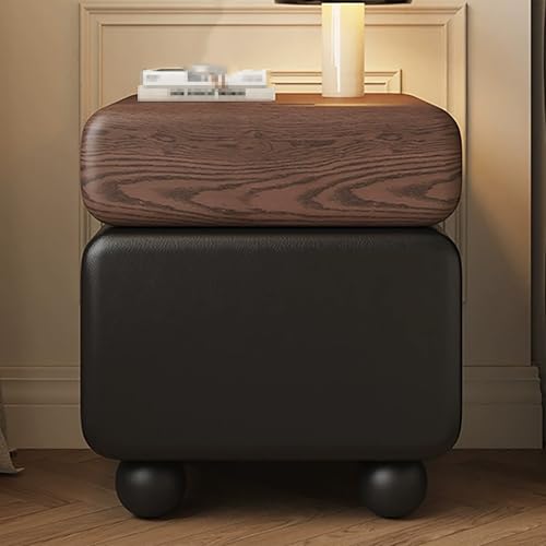 NKXASLS Nachttisch, Nachttische aus Holz, Nachtschrank mit 2 Schubladen, Mikrofaser-Leder-Finish, Beistelltisch for Wohnzimmer, Schlafzimmer, Keine Installation Erforderlich(BrownB,50x40 x50cm)