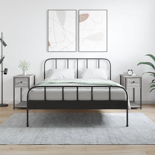 Fasba Nachttische 2 STK. Grau Sonoma 30x60x60 cm Holzwerkstoff, Beistelltisch mit viel Stauraum, Nachtschrank, Nachtkommode, Nachtkonsole/ 826060