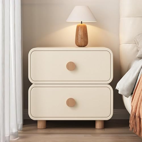 Moderner Nachttisch mit 2 Schubladen, minimalistisches Design, Mikrofaser-Leder-Oberflä che für Schlafzimmer