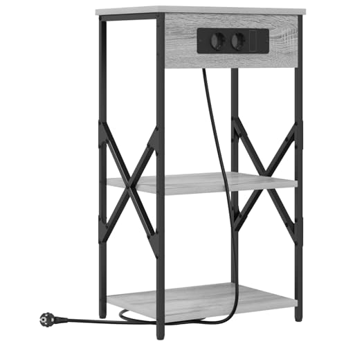 Vopese Nachttisch mit Regal Grau Sonoma 41 x 31 x 76 cm Holzwerkstoff Schränke und Lagerung Model859531