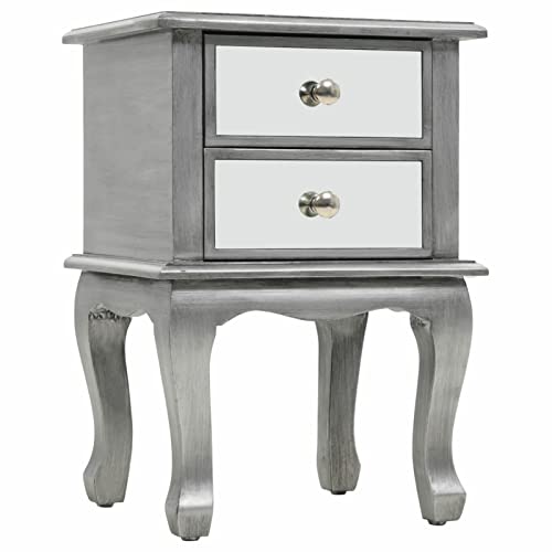 Xichuzi Verspiegelter Nachttisch, Nachtschrank, Nachtkonsole, Bedside Tables, Nachtkästchen, Beistellschrank, Nachtkommode, Nightstand, aus MDF und Glas 34,5x30x50 cm