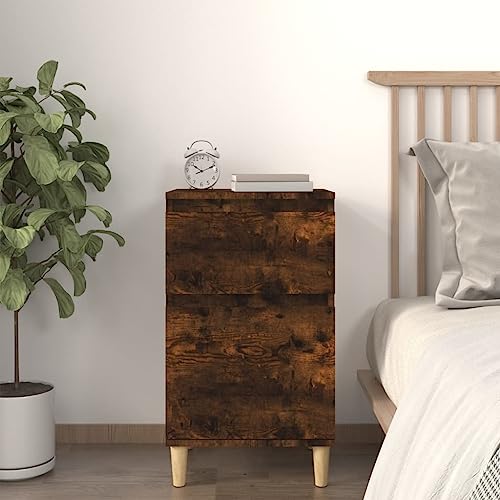 Higsose Nachttisch 40x35x70cm Räuchereiche,Holzwerksto ff,Eukalyptusholz,Nachtk� �stchen,Schrank Im Industrie-Stil Lässt,Couchtisch Klein,Bedside Table,Wohnzimmer Regal,Nachttisch Holz