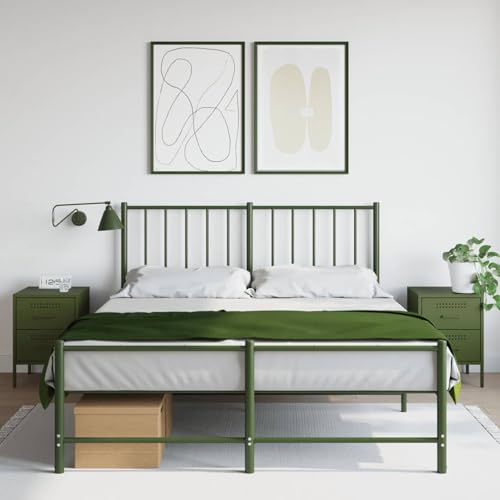 Xichuzi Nachttische 2 STK. Olivgrün 36x39x50,5 cm Stahl, Nachtschrank, Nachtkästchen, Bedside Table, Nachtkommode, Nightstand, Nachttischschrank, Nachtkonsole - 842931
