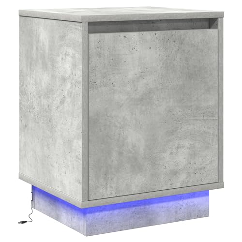 vidaXL Beton Grau Nachttisch mit LED-Beleuchtung modernes Design kompaktes Nachtkästchen für Schlafzimmer stylisches und langlebiges Möbel für Erwachsene minimalistisch