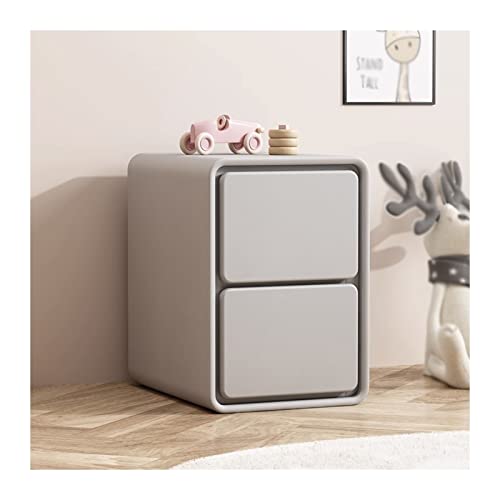 YANGJINGOZ-2025 Nachttisch mit Schublade Grauer Kleiner Nachttisch aus Kunstleder mit 2 Schubladen, moderner for Schlafzimmer(L25xD40xH48c m)