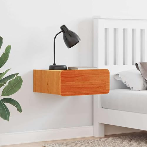 Gecheer Nachttisch Wachsbraun 39 x 34 x 16,5 cm Massivholz Kiefer, Nachtkästchen Beistelltisch Nachtkonsole für Schlafzimmer Gästezimmer Wohnheim873503