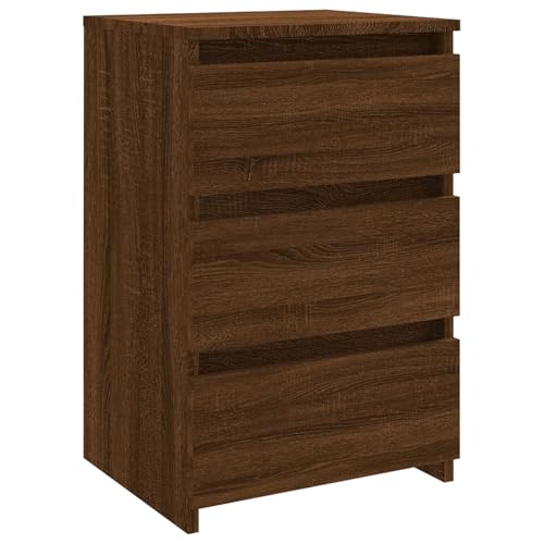 Homgoday Nachttisch Braun Eichen-Optik 40x35x62,5 cm Holzwerkstoff Bettschrank Model815175