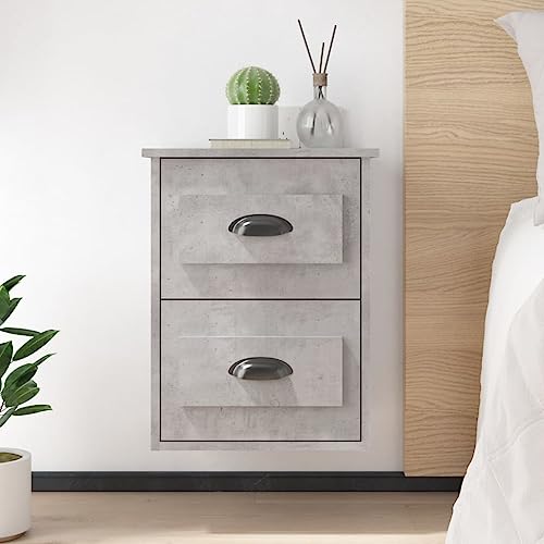 PUEOSZX Nachttisch für Schlafzimmer Aufbewahrungsschrank Betttisch aus Holz Seitliche Schränke Schlafzimmermöbel Wohnkultur Platzsparendes Design Grau Beton 41,5x36x53 cm