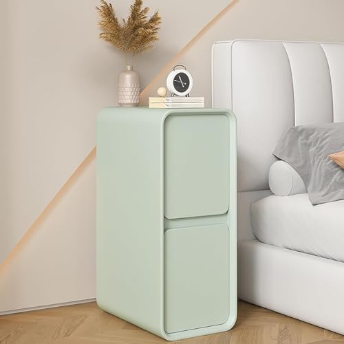 Moderner schmaler Nachttisch mit 2 Schubladen, schmaler Beistelltisch für Schlafzimmer und Wohnzimmer, stilvolle platzsparende Möbel für kleine Räume