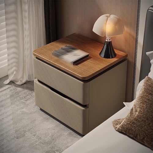 WYRNOBRX 24  Breites Landhaus-Nachttisch Großer Beistelltisch 2 Schubladen Holz Aktenschrank Schlafzimmer Keine Montage Erforderlich Schubladenkommode Nachttische Wohnzimmer,Weiß,L24 W16 H20