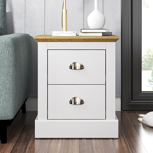 Galano Sofia Nachttisch mit Schublade - Nachtschrank mit Griff - Anglebige Struktur Beistelltisch - Modernes Design Schrank Schlafzimmer - 39.5T x 45.9B x 55.2Hcm – Weiß