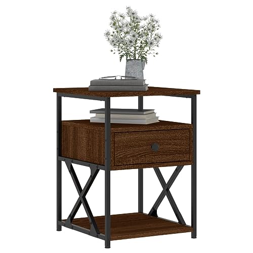 HEFZGDB Nachttisch Braun Eichen-Optik 40x42x55 cm Holzwerkstoff Nachttisch Vintage Nachttische Nachtkästchen Sideboard Wohnzimmer für Schlafzimmer Hotel Gästezimmer Wohnzimmer