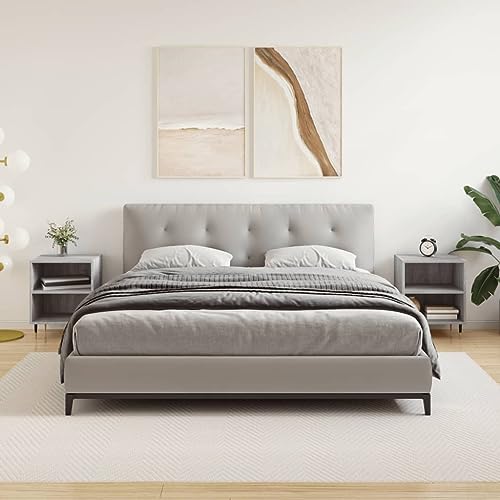 LVHUIDEH Nachttische 2er Set Grau Sonoma 40x30x50 cm Holzwerkstoff