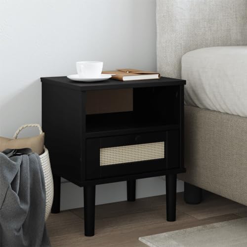 CFODOJ Tische, Nachttische Home Nachtkom mode SENJA Optik schwarz 40x35x48 cm