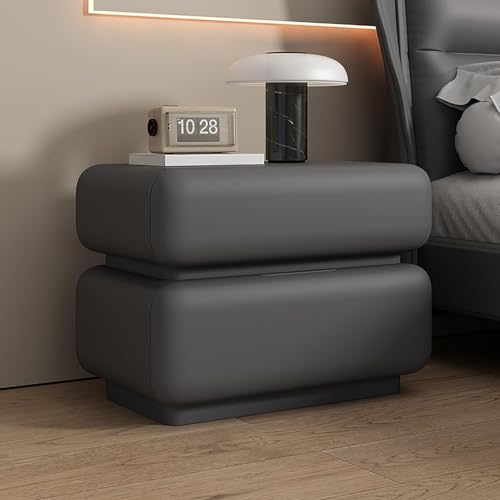 Nachttisch mit 2 Schubladen – Moderner Beistelltisch aus PU-Leder für Schlafzimmer, Wohnzimmer, stilvolles bodenstehendes Design, perfekt für die Organisation von wichtigen Dingen