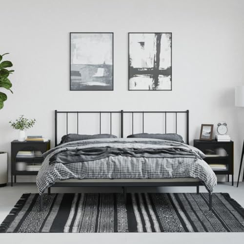 Xichuzi Nachttische 2 STK. Schwarz 50x35x60 cm Glas und Stahl, Nachtschrank, Nachtkästchen, Bedside Table, Nachtkommode, Nightstand, Nachttischschrank, Nachtkonsole - 3211825