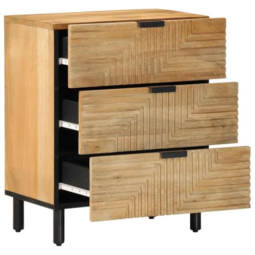 ULUYYUC Beistellschrank Nachtschrank Nachtkästchen Nachttisch Modern - Nachttisch Braun 50x33x60 cm Massivholz Mango für Wohnzimmer Schlafzimmer Jugendzimmer Küche
