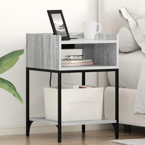 Rantry Nachttisch mit Regal Grau Sonoma 40 x 40 x 61 cm Holzwerkstoff Nachtschrank Model859476
