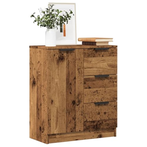 Rantry Anrichte aus antikem Holz, 60 x 30 x 70 cm aus Spanplatte, Sideboard, Bodenschrank, Büromöbel, Nachttisch, Nachttisch für Schlafzimmer, Möbel Modell 856836