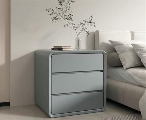 IROEJT Nachttisch mit 3 Schubladen, moderner Beistelltisch aus Leder und Holz, geeignet für Wohnzimmer, Flur und Schlafzimmer?Light Gray 19.6 * 15.7 * 21.7in