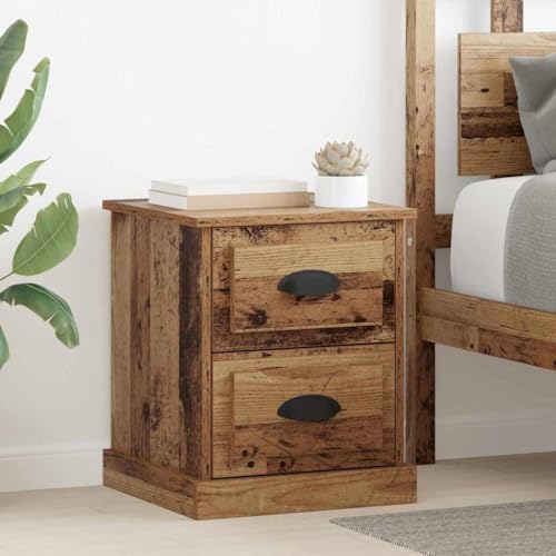 Frdhee Nachttischschrank, Nachttisch Altholz 39 x 39 x 47.5 cm Holzwerkstoff Samtstoff Nachtmode für Schlafzimmer, Flur, Wohnzimmer
