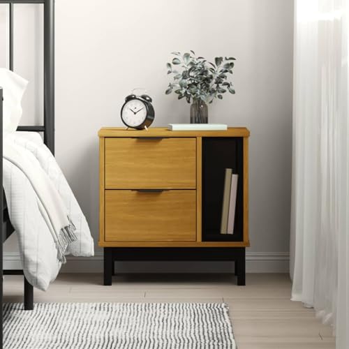 Xichuzi Nachttisch FLAM 49x35x50 cm Massivholz Kiefer, Nachtschrank, Nachtkonsole, Bedside Tables, Beistellschrank, Nachtkästchen, Nachtkommode, Nightstand