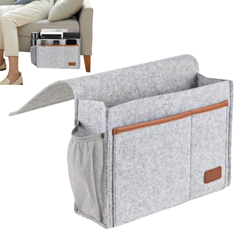 driattie Filz Bett Organizer - Betttasche Zum Einhängen, Hängeaufbewahrung Für Nachttisch Und Sofa, Aufbewahrungstasche Aus Dickem Filz Für Handy, Buch, Fernbedienung, Brille,