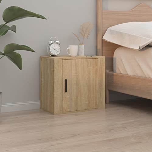 Fasba Wand-Nachttisch Sonoma-Eiche 50x30x47 cm, Beistelltisch mit viel Stauraum, Nachtschrank, Nachtkommode, Nachtkonsole