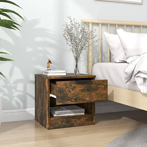 HEFZGDB Nachttische 2 STK. Räuchereiche Holzwerkstoff Nachttisch Vintage Nachttische Nachtschrank Nachtkasten für Wohnzimmer Schlafzimmer Hotel Gästezimmer