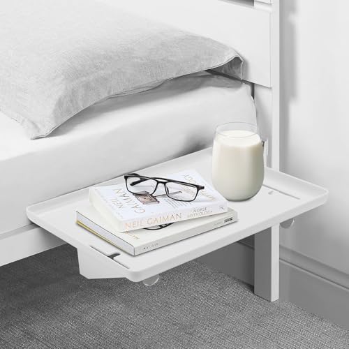 NCTNCX Bettablage Zum EinhäNgen Weiß Nachttisch Zum EinhäNgen Ans Bett Mit Ladekabelsteckplatz Nachttisch Regal,FüR Sofa,Alle Seitenobjekte Wie Sessel ca 32 * 23.5cm (Weiß)