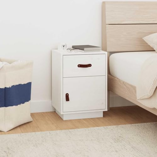 UJCHVHN Artikelschrank Weiß 40x34x55cm Massivholz Kiefer Tische, Nachttische