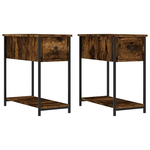 Genérico wenjingqi 826058 Nachttische, 2 Stück, Holztechnik, Eiche rauchfarben, 30 x 60 x 60 cm