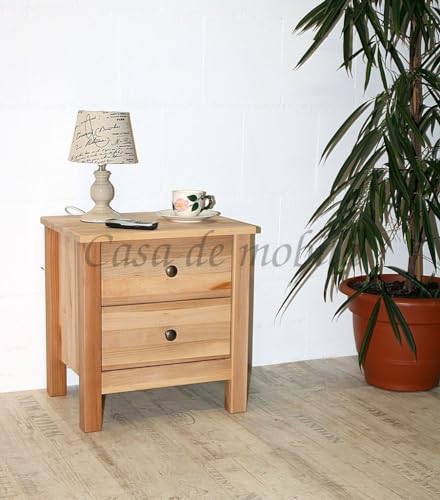 CASA Massivholz Nachtschrank mit 2 Schubladen ANTON 46x49x36cm Kernbuche massiv Natur geölt