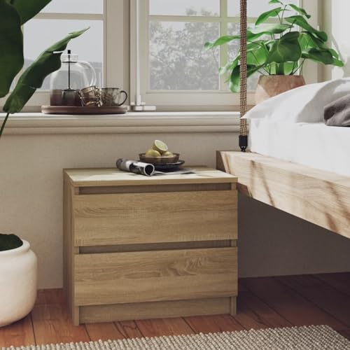 Fasba Nachttisch Sonoma-Eiche 50x39x43,5 cm Holzwerkstoff, Beistelltisch mit viel Stauraum, Nachtschrank, Nachtkommode, Nachtkonsole