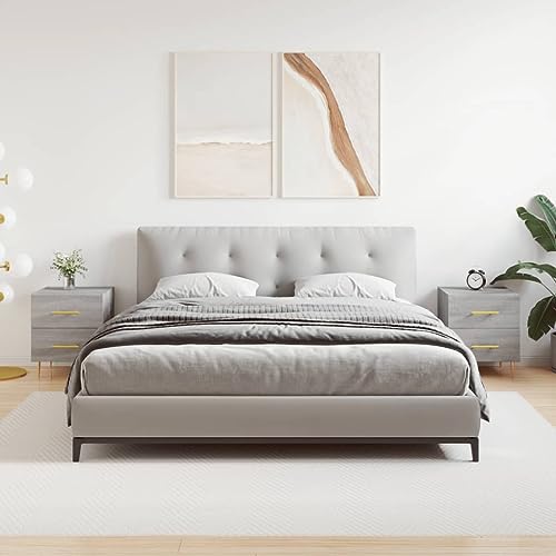 Mokuyard Nachttischschränke, graues Sonoma, 40 x 35 x 47,5 cm, Holzwerkstoff, Schlafzimmer, Nachttisch, Beistelltisch für Wohnzimmer und Wohnzimmer, 2 Stück