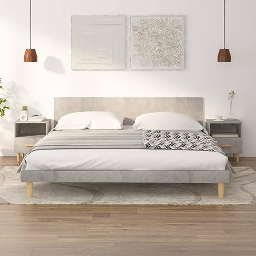 KATERYY Nachttische 2 STK. Betongrau 40x35x47 cm,Skandinavischer Nachttisch mit Aufbewahrung für Schlafzimmer und Wohnzimmer Schlafzimmer, Nachttische